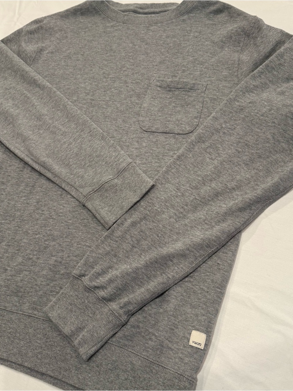 Vuori Ponto Performance Sweatshirt Mens Large Gray Crewneck Pullover Zip Pocket